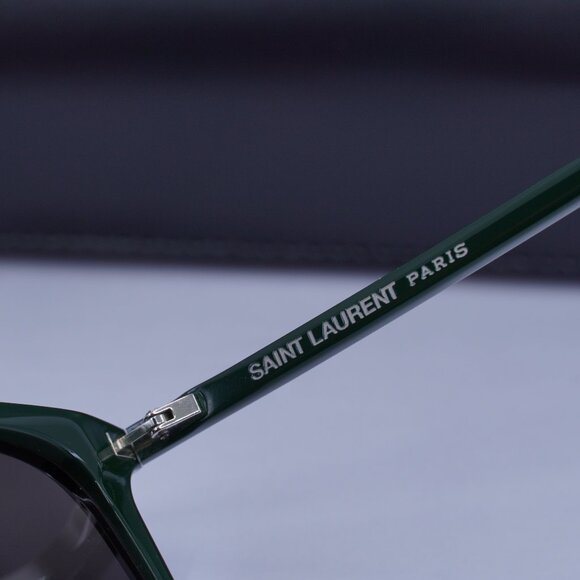 Saint Laurent SL304 009 Square Sunglasses - Green/Black - Picture 3 of 9